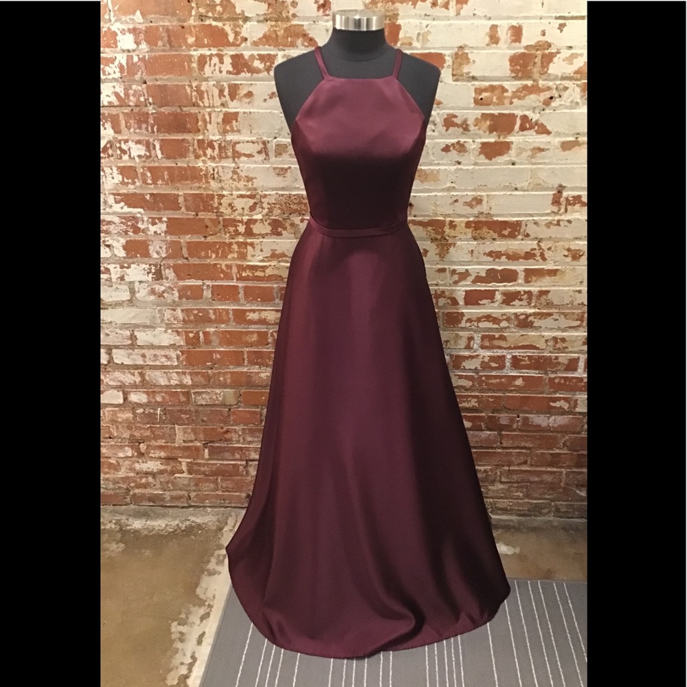 Burgundy Wine Maroon Satin Dress
